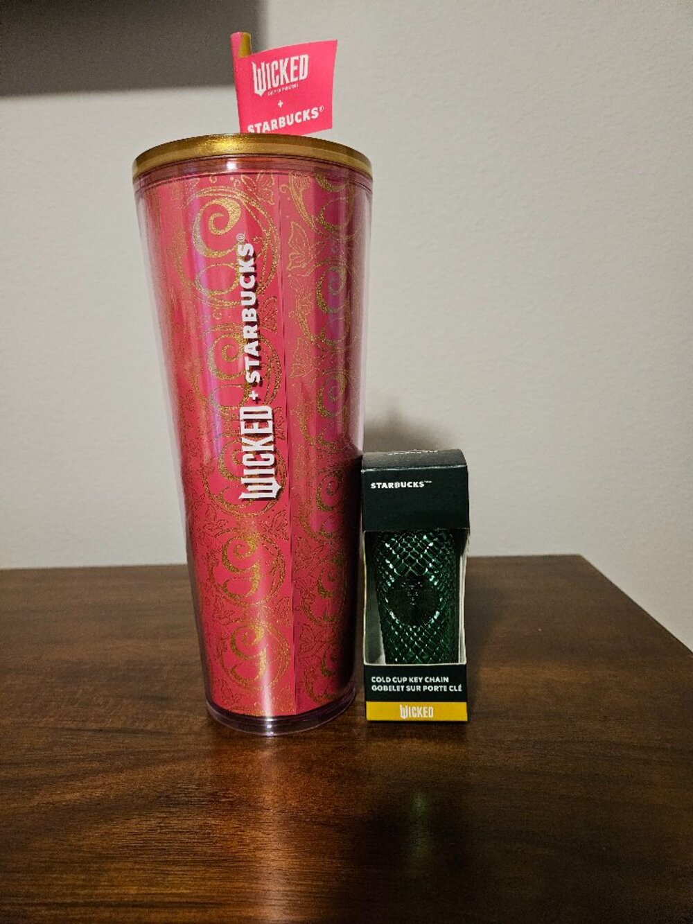 Starbucks Wicked Glinda Pink 24 oz Cup and Keychain